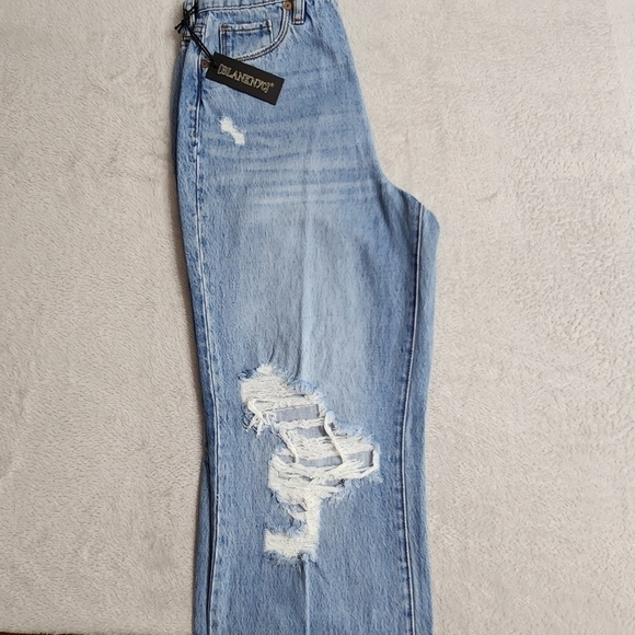 Blank NYC Jeans Womens 26 Destroyed Rib Cage Light Wash Straight Leg Denim - Picture 5 of 16